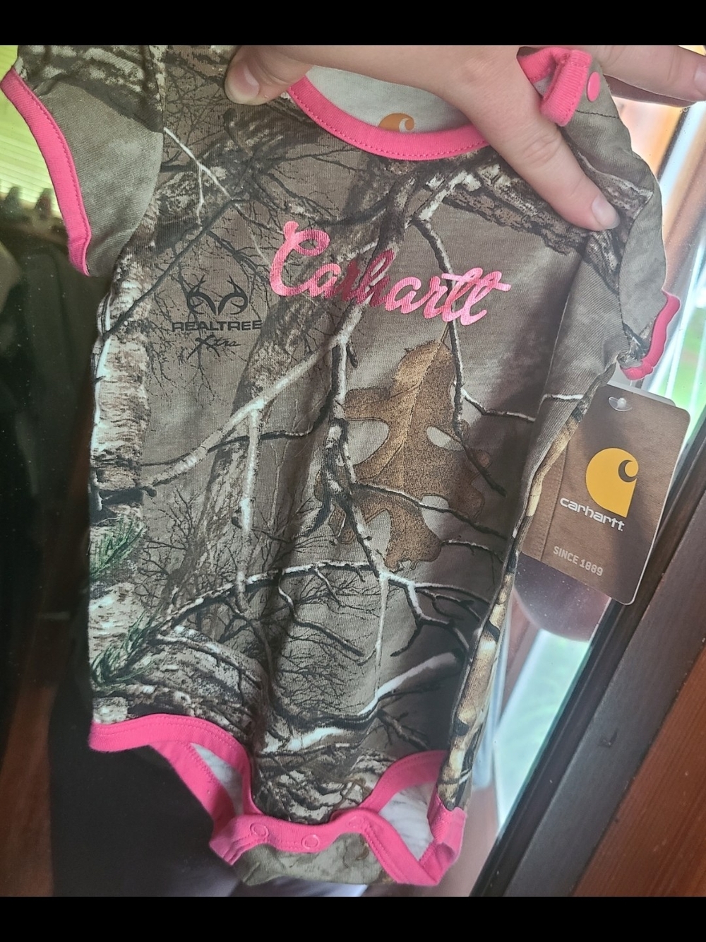 Carhartt Pink Trim Camouflage Infant Onesie